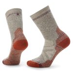 smartwool grey and orange socks with a logo on them